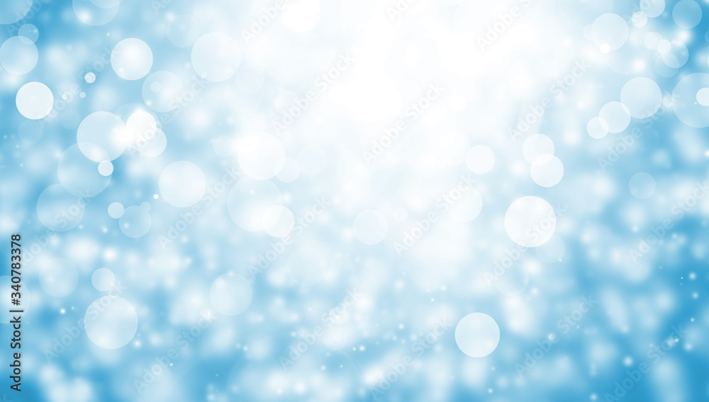 white bokeh blur background / Circle light on blue background / abstract light background