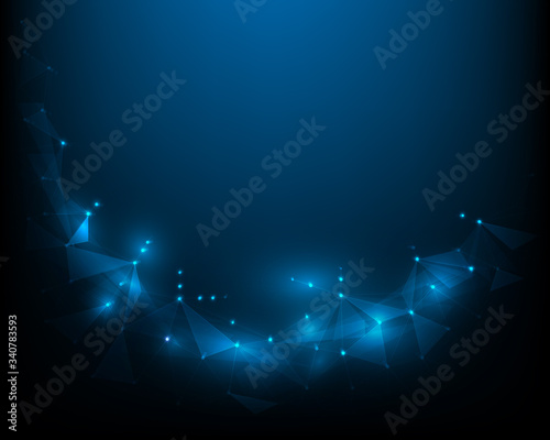 Abstract technology polygonal shapes on dark blue background