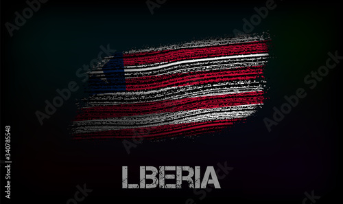 Flag of the Liberia. Vector illustration in grunge style with cracks and abrasions. Good image for print