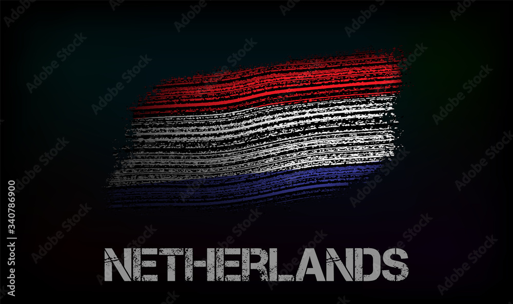 Fototapeta premium Flag of the Netherlands. Vector illustration in grunge style with cracks and abrasions. Good image for print