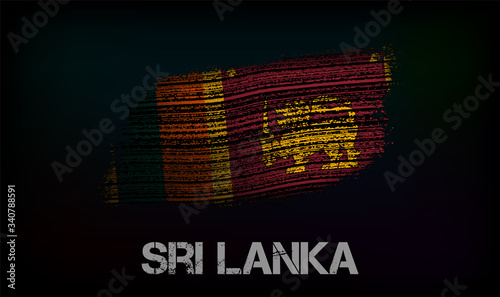 Flag of the Sri Lanka. Vector illustration in grunge style with cracks and abrasions. Good image for print