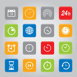 Time and Clock Flat icons button for website or application. Vector illustration 