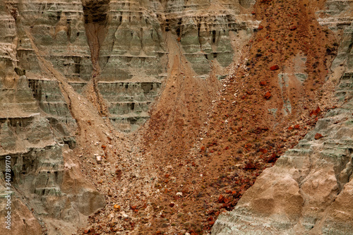 Closeup of sediment at Blue Basin in the Sheep Rock Unit of John Day Fossil Beds in Oregon