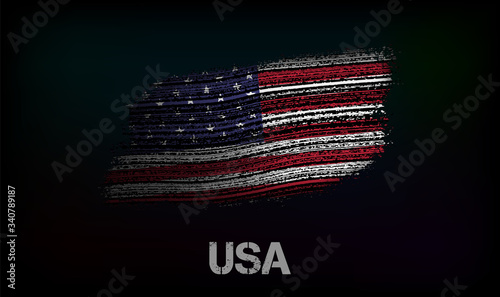 Flag of the USA. Vector illustration in grunge style with cracks and abrasions. Good image for print