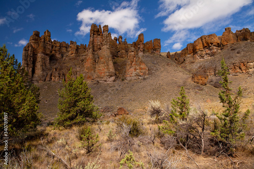 Palisades rock formations at John Day Fossil Beds National Monument in Oregon 