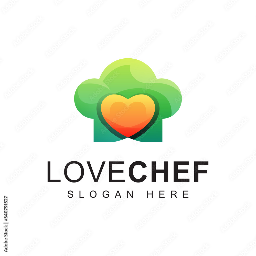 colorful love chef logo, happy cooking logo design vector template colorful love chef logo, happy cooking logo design vector template