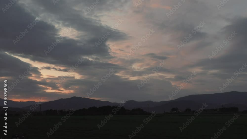 Sunset timelapse of the movement of the clouds and the colors of the sun in the sea of clouds Sunset timelapse of the movement of the clouds and the colors of the sun in the sea of clouds
