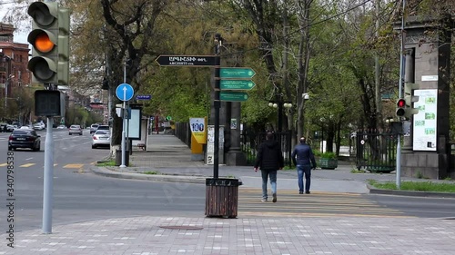 Wallpaper Mural Few People And Cars Seen On The Street In Yerevan, Armenia Due To COVID-19 Outbreak - Wide Shot Torontodigital.ca