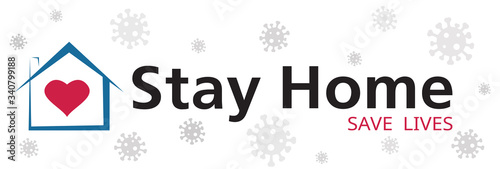 Stay at home coronavirus defensive campaign or measure. Stay home stay safe slogan vector logo isolated on white background.