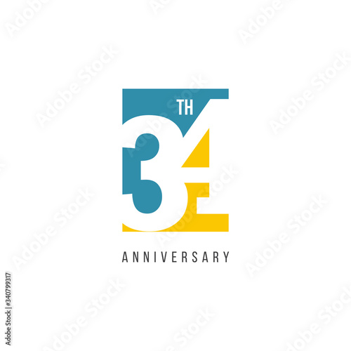 Free Download 34 Th Anniversary Celebration Logo Vector Template Design Illustration - GFXLoad