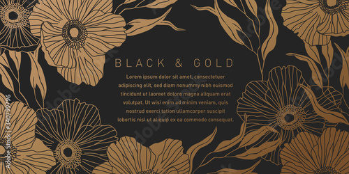 Black and Gold Botanical Background