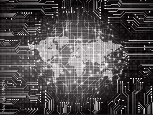 Black cyber circuit future technology concept background