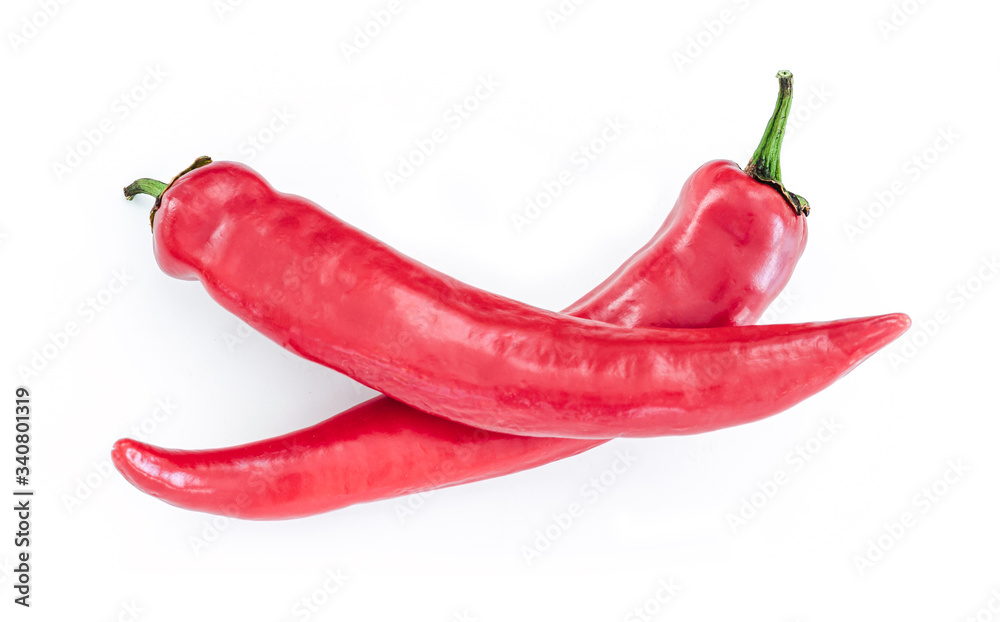 Fresh red pepper. Chili pepper isolated on white background