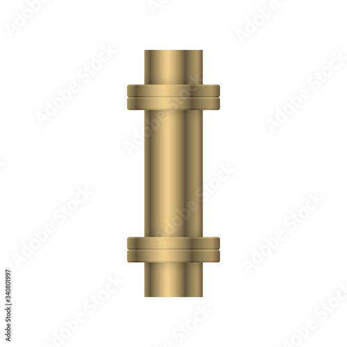 Pipe vector icon. Made from steel or metal connection by flange fitting fixing by screw and bolt. Part for pipeline construction to transport oil and gas in industry, water in plumbing and irrigation.