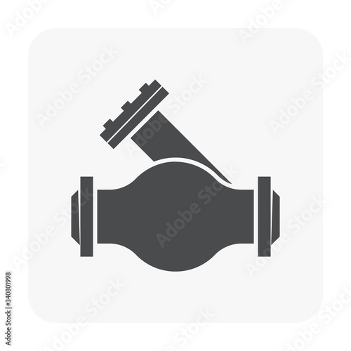 Pipe vector icon. Made from steel or metal connection by flange fitting fixing by screw and bolt. Part for pipeline construction to transport oil and gas in industry, water in plumbing and irrigation.