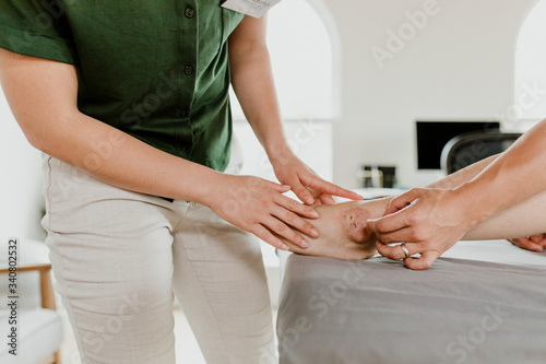 Injured woman in rehabilitation