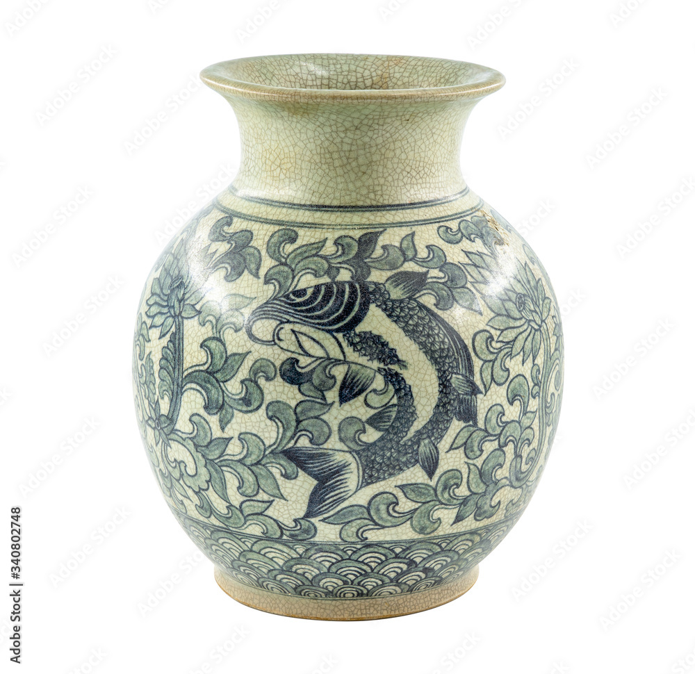 a traditional chinese porcelain vase with in blue colored a traditional chinese porcelain vase with in blue colored