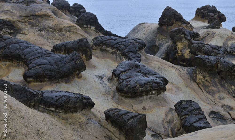Taiwan north coast rock art from erosion