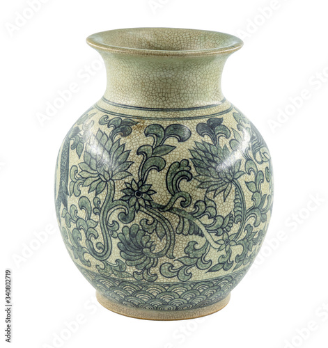 a traditional chinese porcelain vase with in blue colored