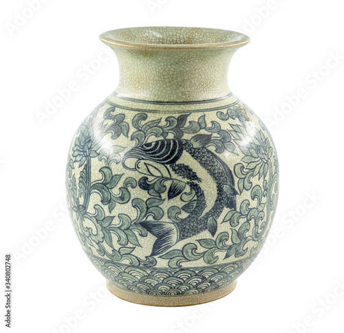 Fotografie a traditional chinese porcelain vase with in blue colored