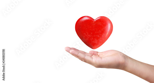 Hands holding red heart. heart health. and donation concepts