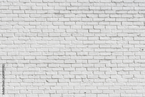 Old Brick painted white wall  can be used for texture or background