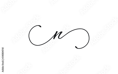 n Lowercase Letter Cursive Icon or Logo design, Vector Template photo