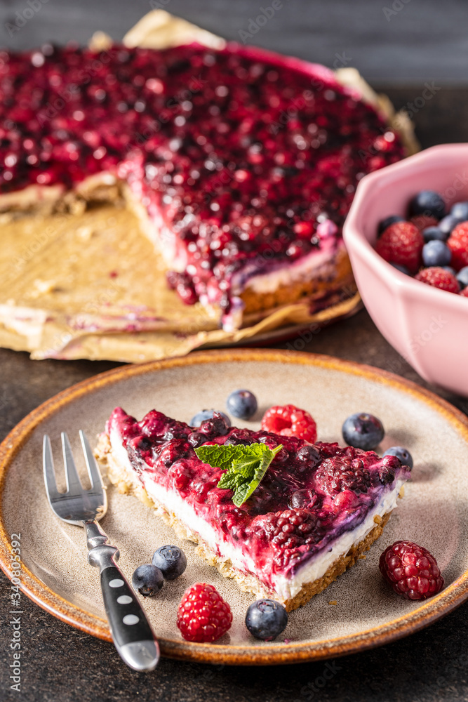 Sweet berry cake. Pie with blueberries and raspberries. Sweet berry cake. Pie with blueberries and raspberries.