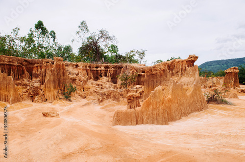 Canyon cliff of Soil retrogression and degradation at Lalu in Sakaeo  Thailand