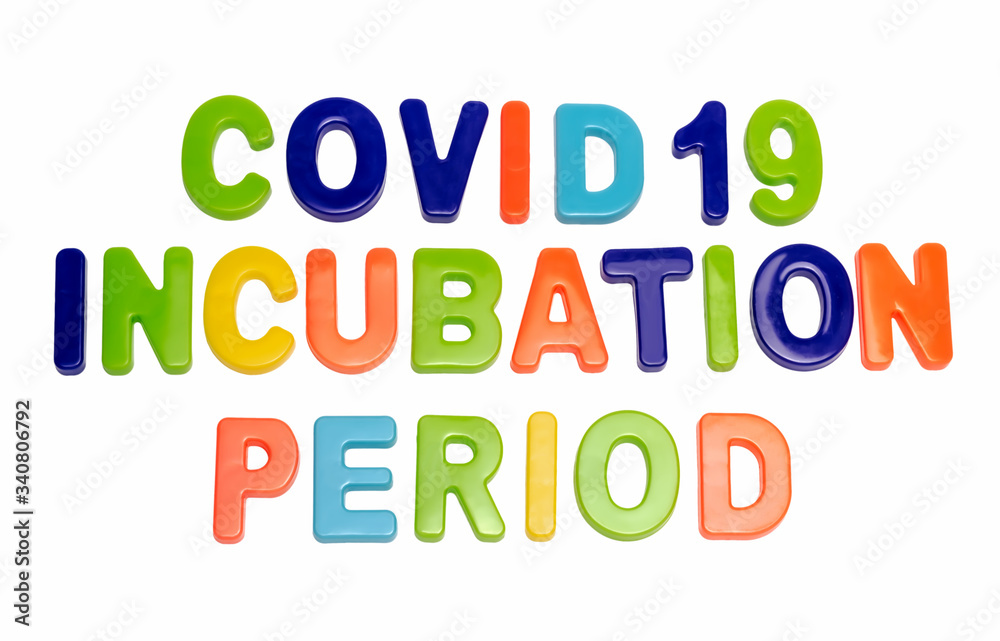 Text COVID-19 INCUBATION PERIOD on a white.