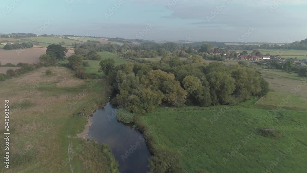 Aerial pass over of Wiltshire countryside and the river avon Aerial pass over of Wiltshire countryside and the river avon