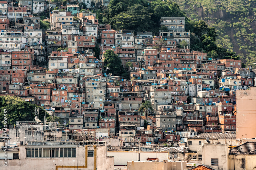 Shacks in the Favellas, a poor neighborhood in Rio de Janeiro