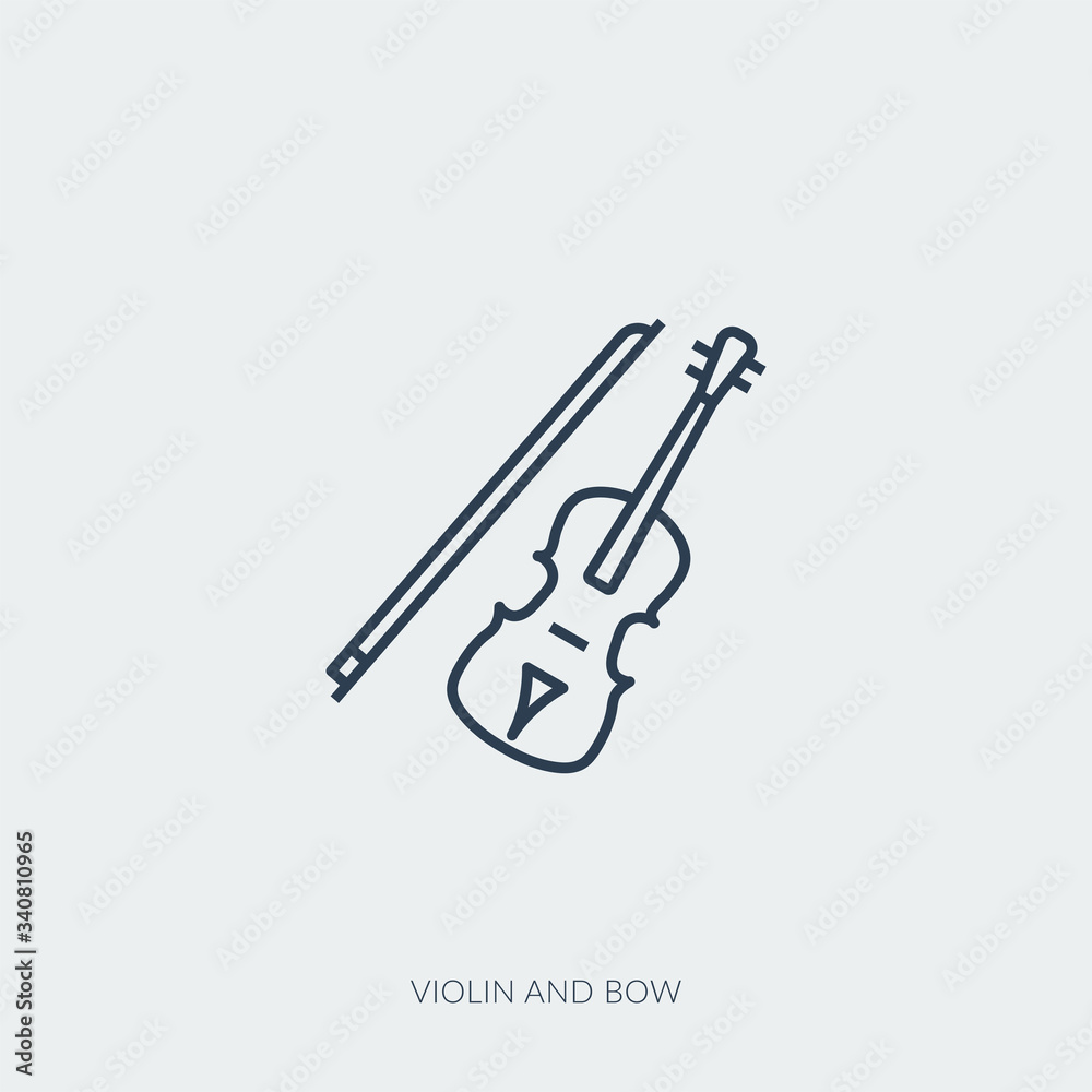 Vector outline icon of music - violin and bow Vector outline icon of music - violin and bow