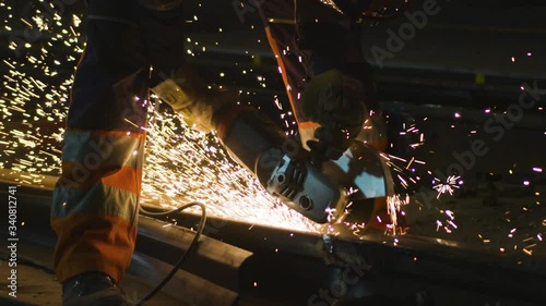 construction site, worker, buildingsite, construction zone, construction worker, builder, lightning, night shift, spark, sparkels, working, hard work, hard workers, circular saw , night photo