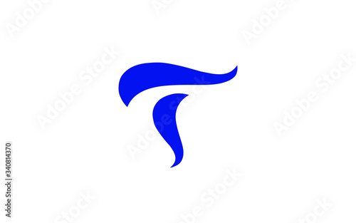 T Uppercase Letter Cursive Icon or Logo design, Vector Template