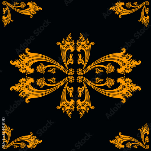 floral ornament in the distinctive style of the Majapahit kingdom