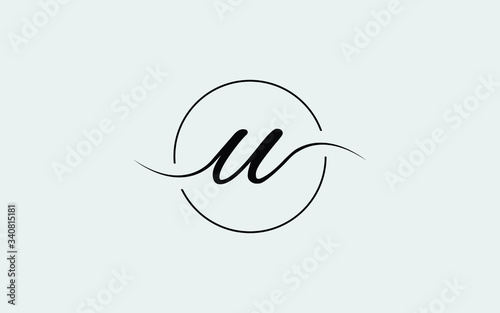 u Lowercase Letter Cursive Icon or Logo design, Vector Template