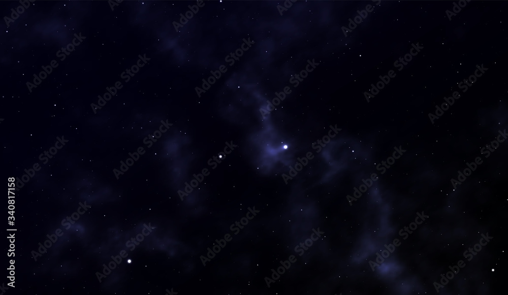 Space background Fantastic outer view with realistic bright stars and cluster of gas clouds
