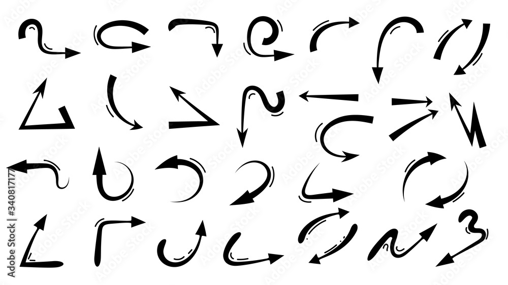 Arrows design vector. Doodle Marker hand drawn shapes vector illustration. Arrows design vector. Doodle Marker hand drawn shapes vector illustration.