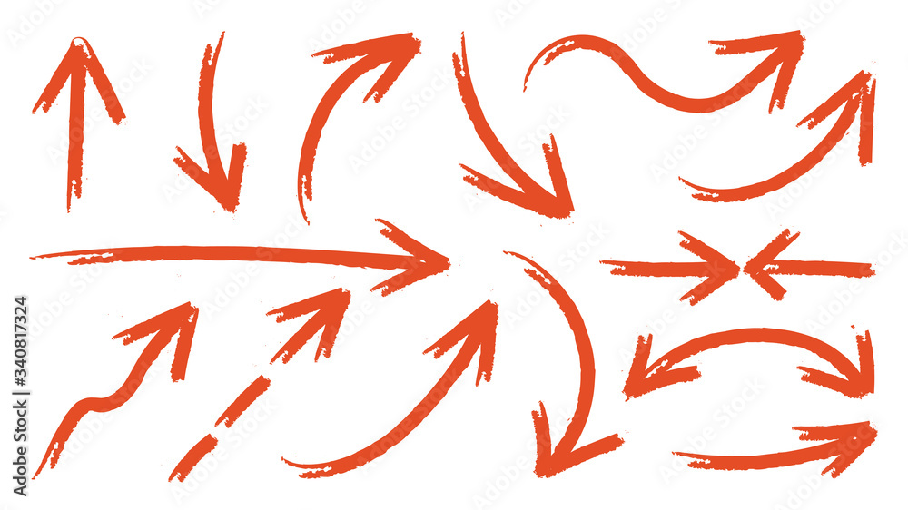 Red arrows design vector. Doodle Marker hand drawn shapes vector illustration. Red arrows design vector. Doodle Marker hand drawn shapes vector illustration.