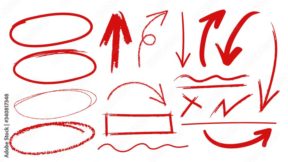 Red arrows design vector. Doodle Marker hand drawn shapes vector illustration. Red arrows design vector. Doodle Marker hand drawn shapes vector illustration.