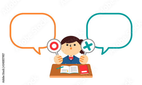 学生　生徒　中学生　高校生　勉強　制服　女の子　フキダシ