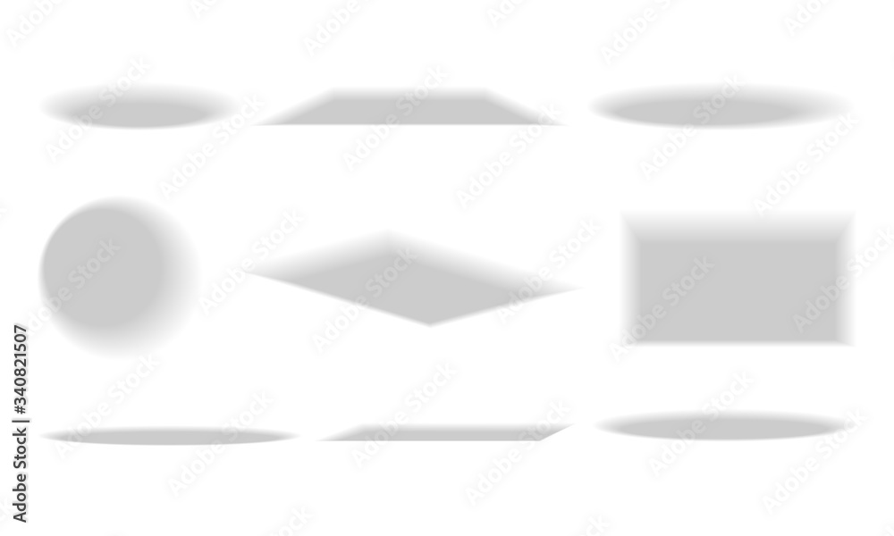 Shaped Shadows Isolated on White Background Vector Set Shaped Shadows Isolated on White Background Vector Set