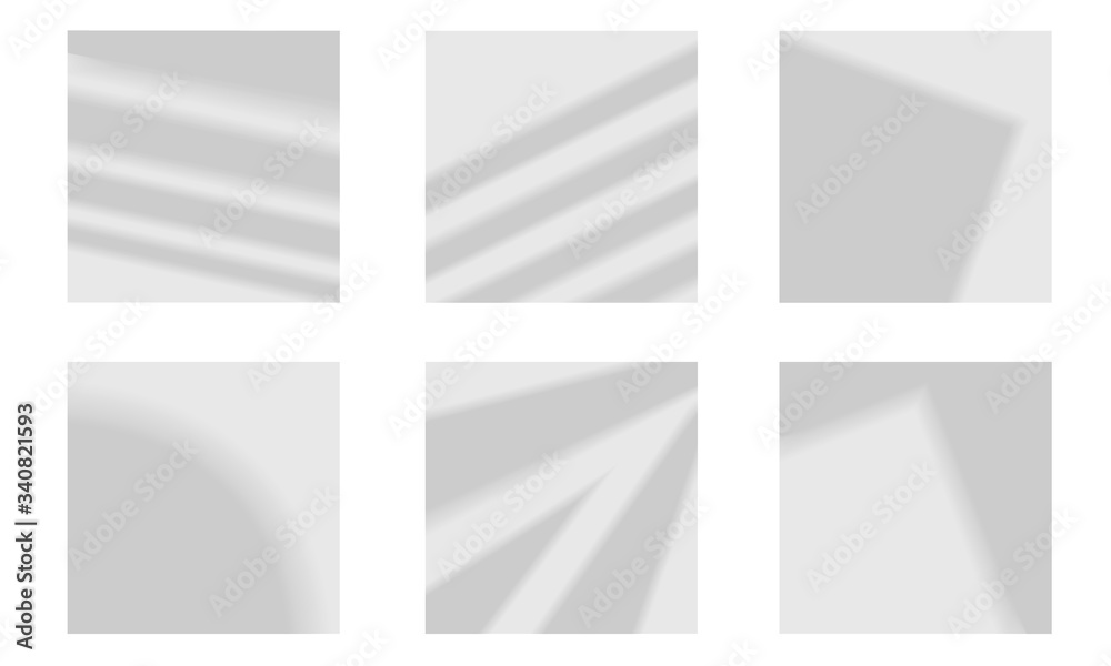 Overlay Shadow Effects and Reflection of Light on the Wall Vector Set.