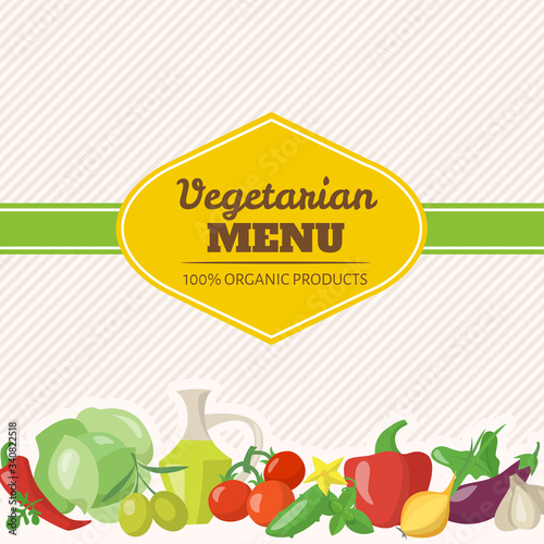 Vector poster with vegetarian food elements. Good for menu.