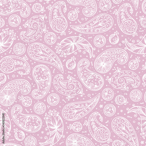Abstract floral seamless pattern. Hand drawn doodle Paisley. Oriental patterns 
