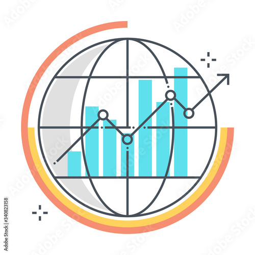 Statistics related color line vector icon, illustration