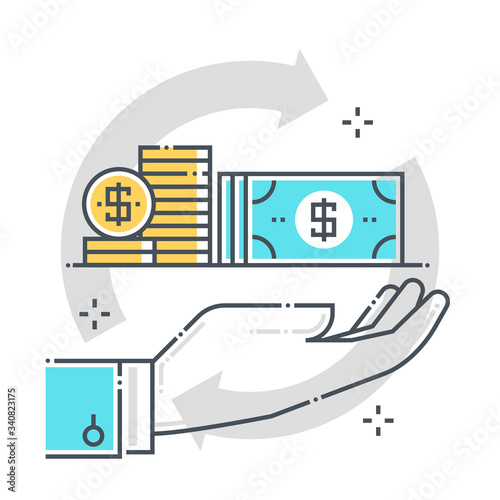Investment related color line vector icon, illustration
