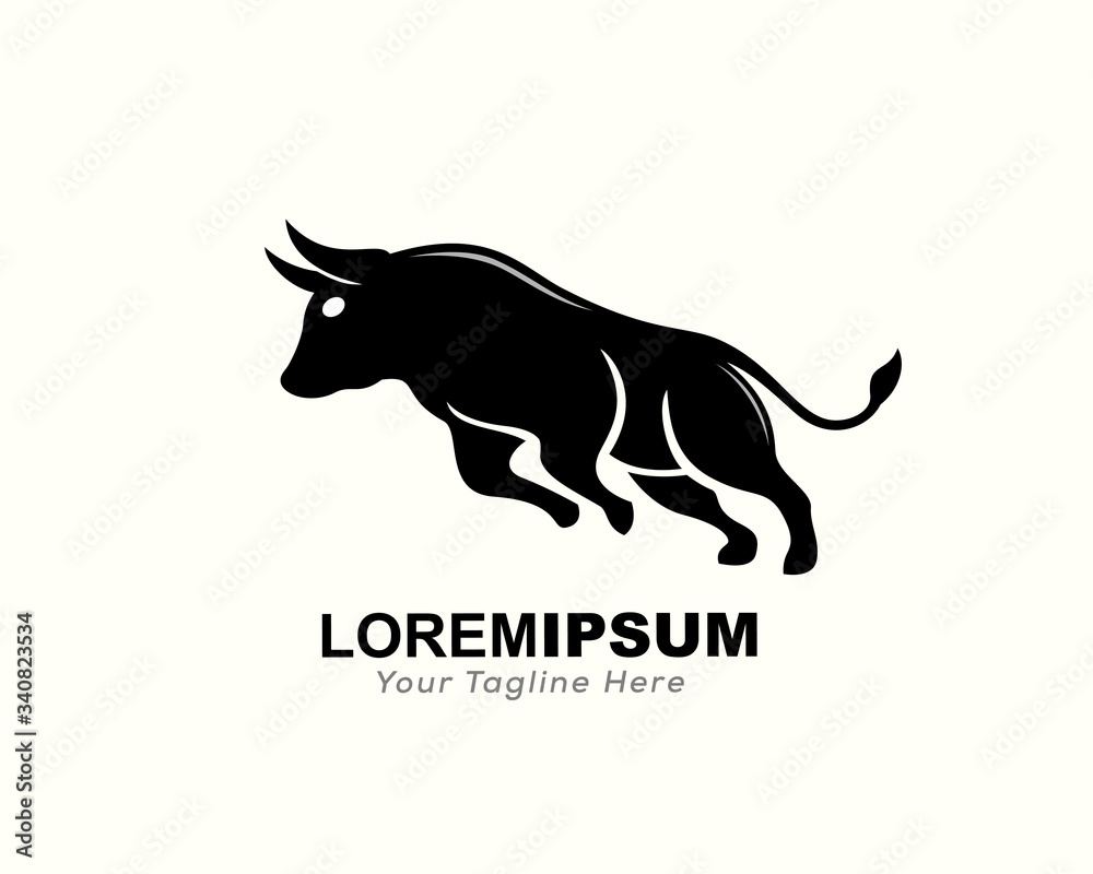 Angry bull jump run logo design inspiration Angry bull jump run logo design inspiration
