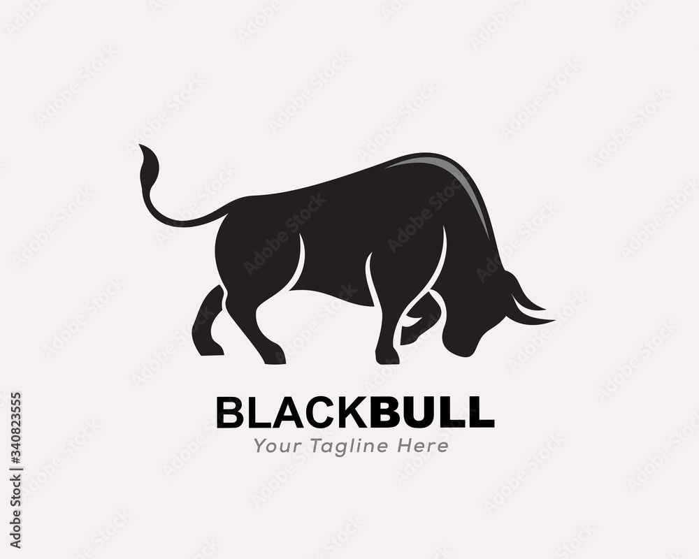 stand Black bull butting logo design inspiration stand Black bull butting logo design inspiration